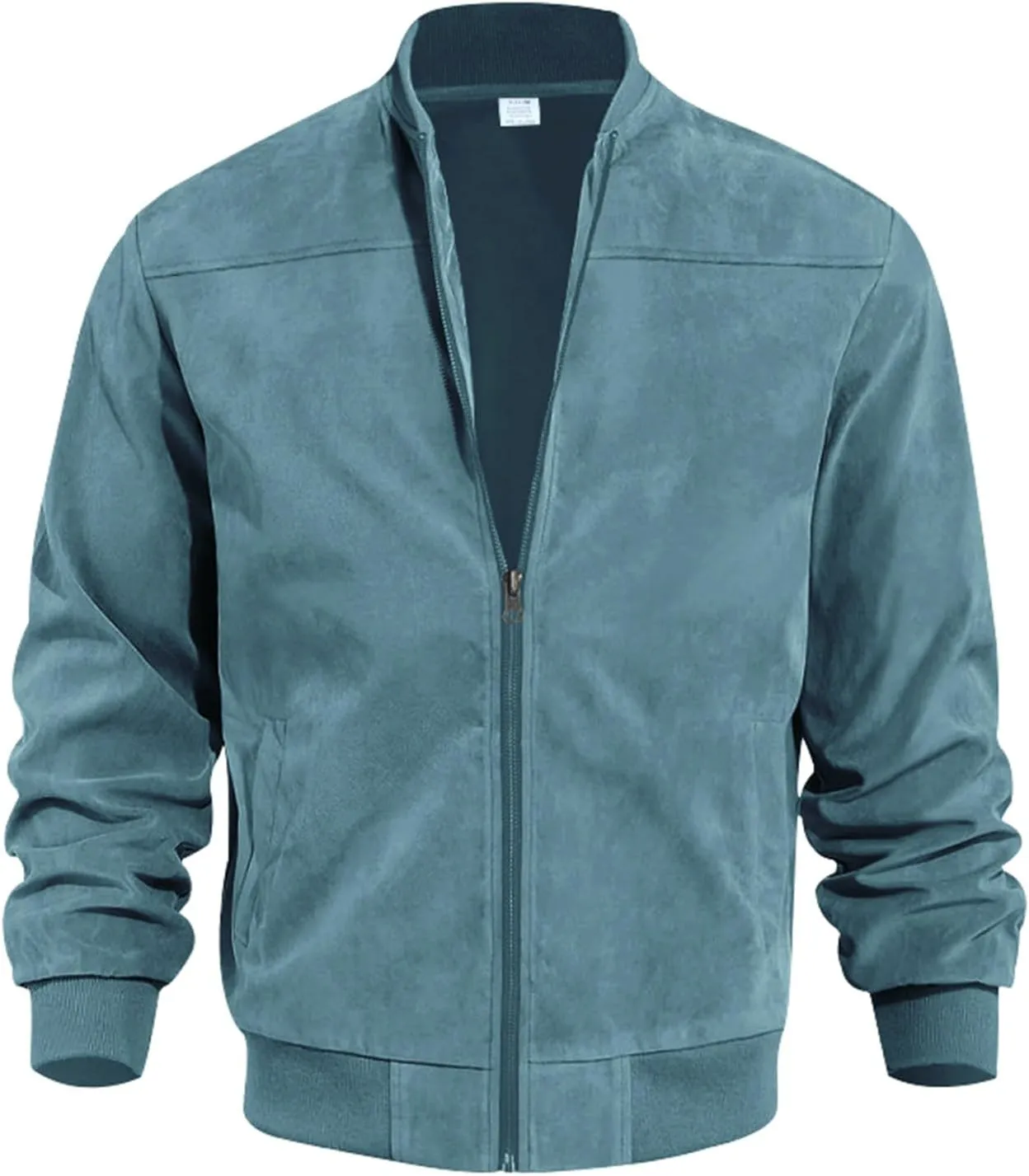 Mens Lightweight Jacket Flight Bomber Jacket Suede Full Zip Casual Softshell Jacket Outwear Pockets Thin Windbreaker