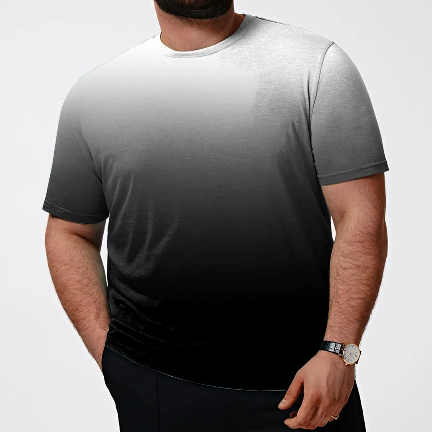 Men's Loose Fit Plus Size T-Shirt Short Sleeve Crewneck Gradient Ombre Color Graphic Tee Tops (Available in Big & Tall)