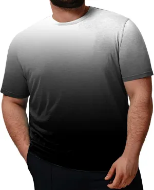 Men's Loose Fit Plus Size T-Shirt Short Sleeve Crewneck Gradient Ombre Color Graphic Tee Tops (Available in Big & Tall)