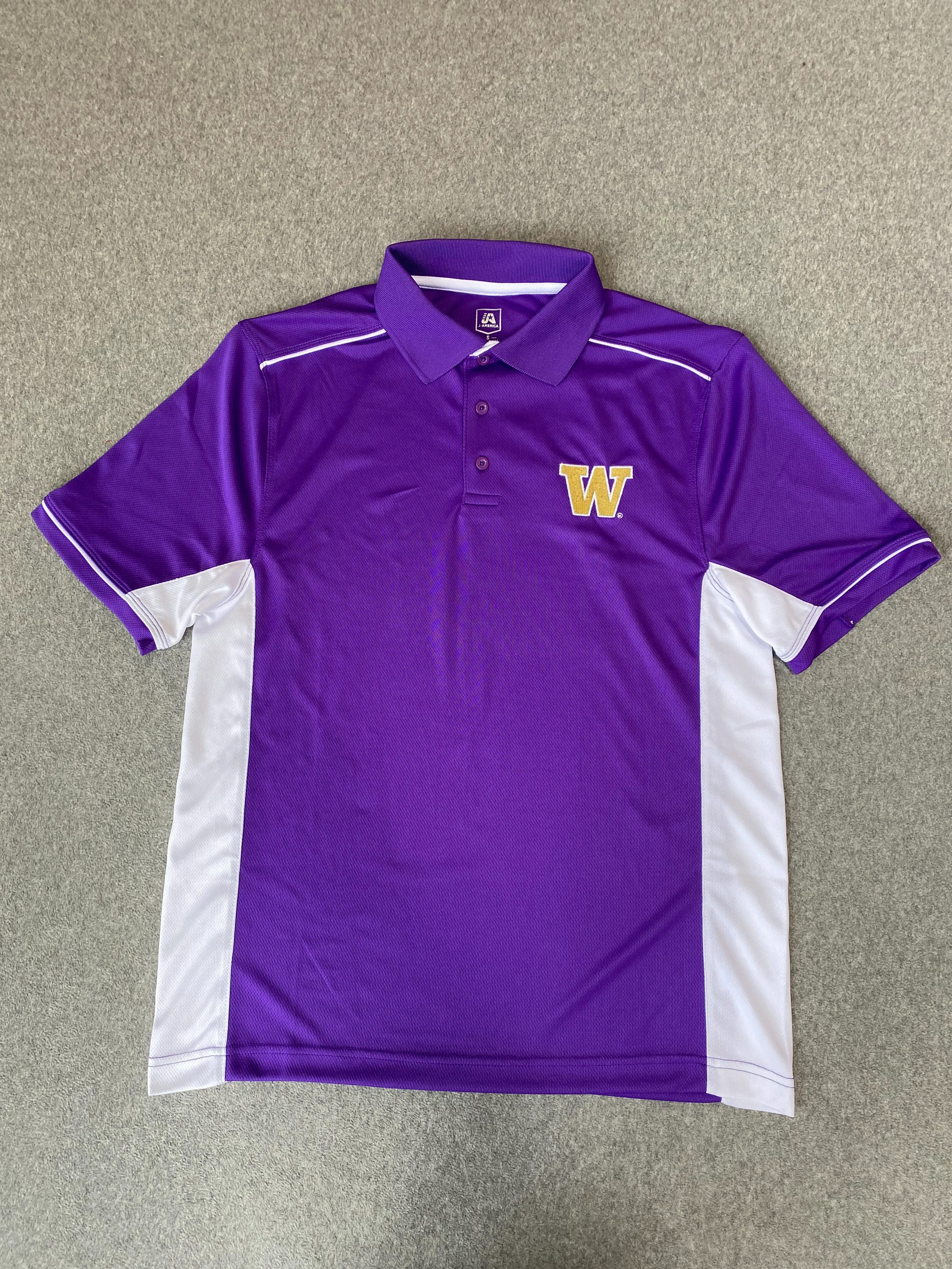 Mens Purple UW Embroidered Polo Size Small
