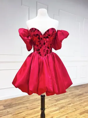 Mini/Short Red Satin Short Prom Dresses Short Homecoming Dress