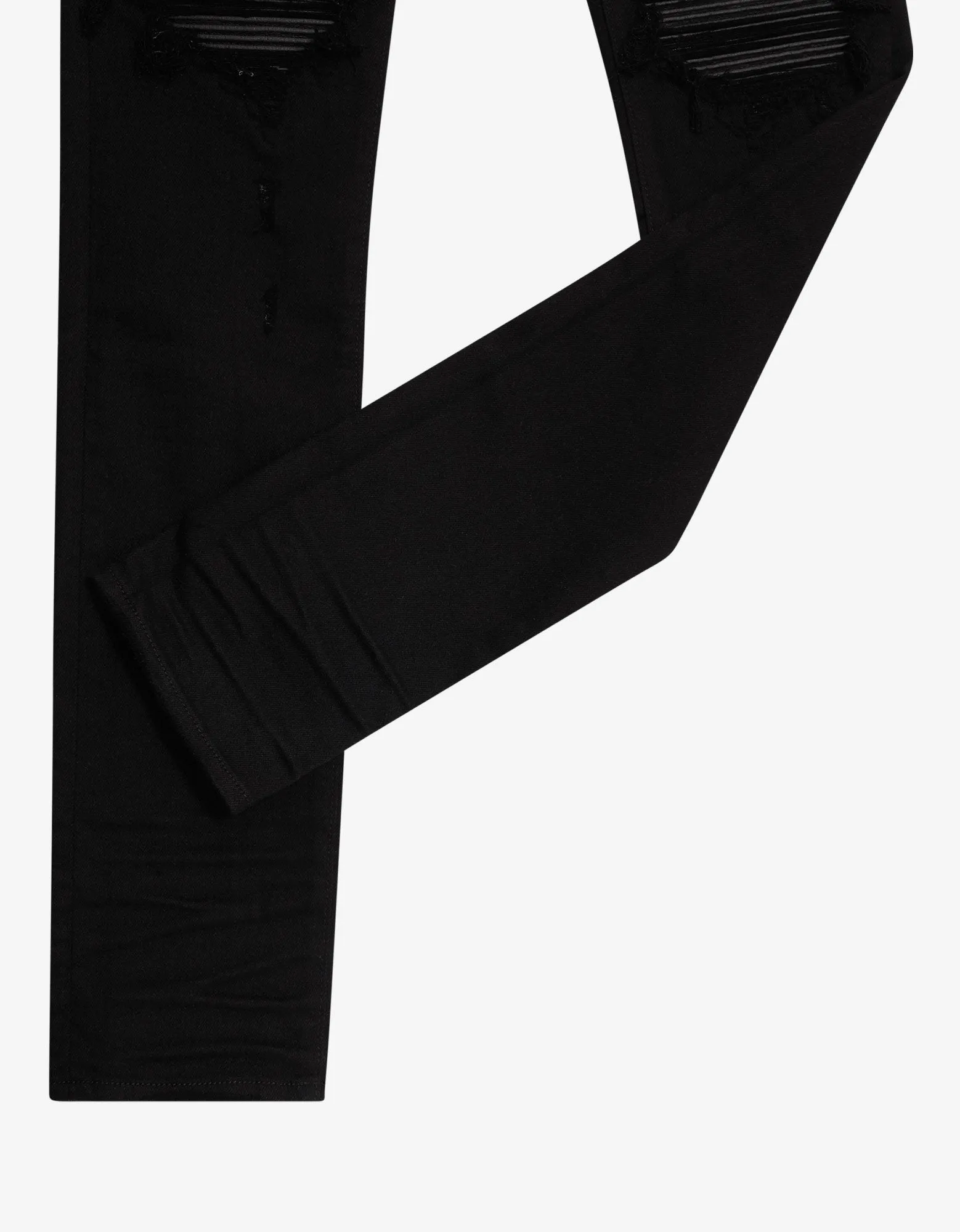 MX1 Black Leather Insert Distressed Skinny Jeans