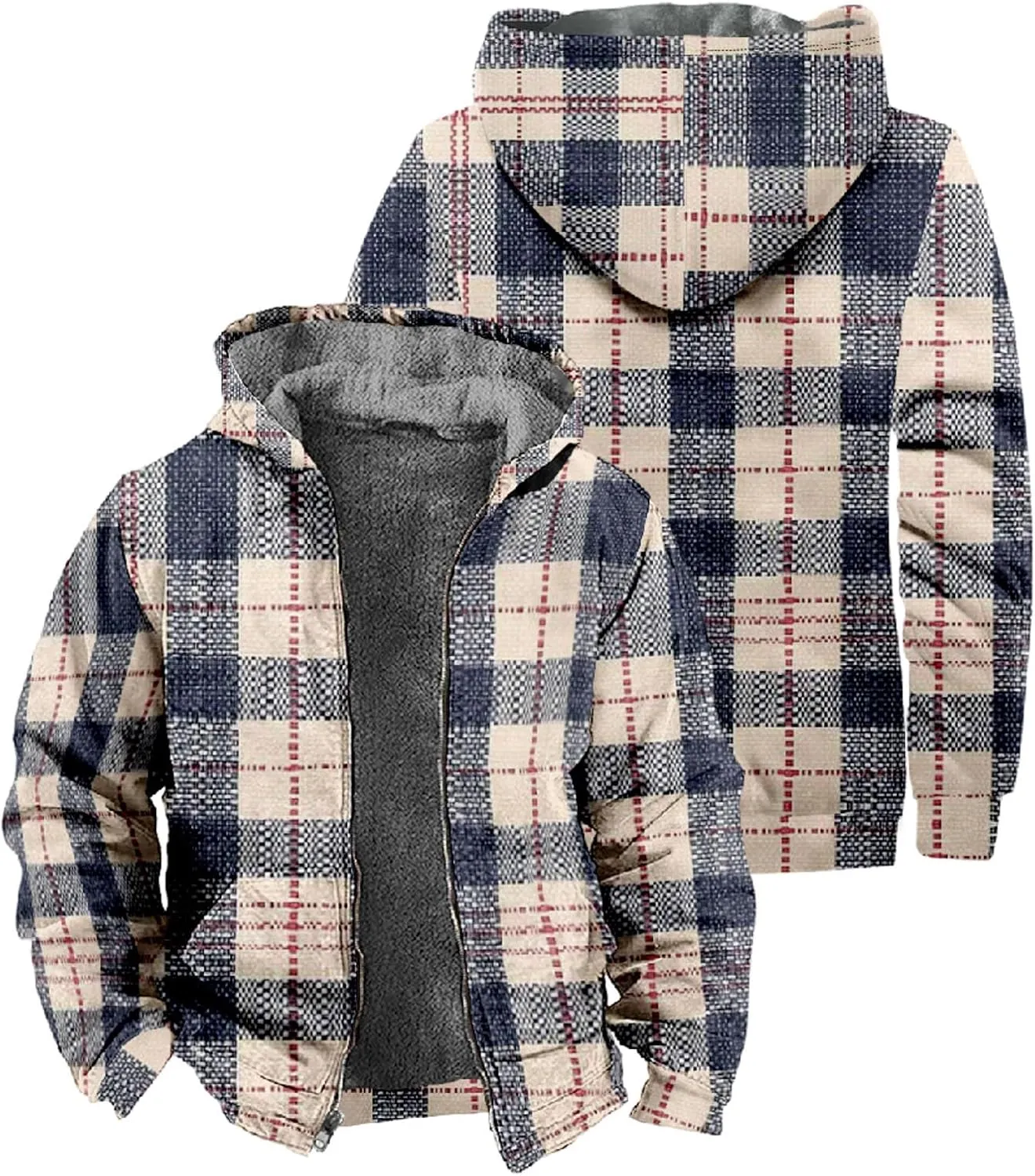 Outdoor Winter Jacket for Men Trucker Hunting Heavyweight Jackets Flannel Shirts Hiking Cycling Running Coats