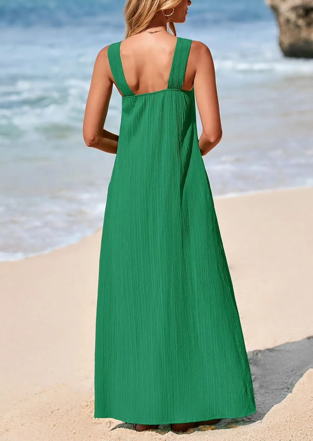 PRETTYGARDEN Womens 2025 Casual Long Summer Dresses Sleeveless Strappy Loose Flowy Beach Vacation Maxi Dress with Pockets