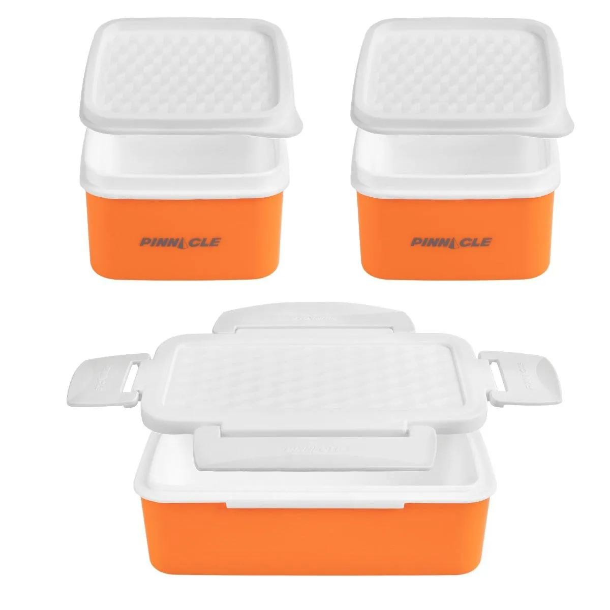Pyramid Set of 3 Orange Plastic Lunch Containers | Insulated Bag