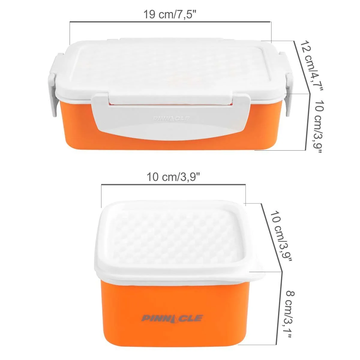 Pyramid Set of 3 Orange Plastic Lunch Containers | Insulated Bag