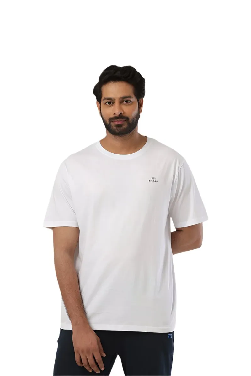 Round Neck - Coral Peach and White Solid T-Shirt Pack Of 2 Combo For Men | Ariser