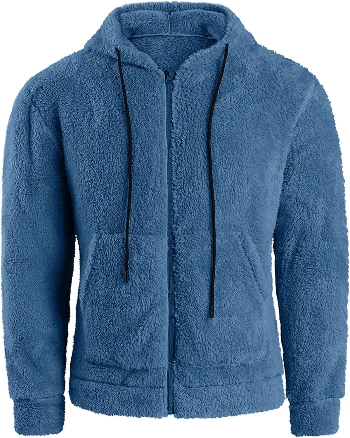 RTRDE Mens Casual Jacket Lightweight Sherpa Jackets Full Zip Warm Fuzzy Windproof Winter Coats Hooded Work Coats, M-3XL