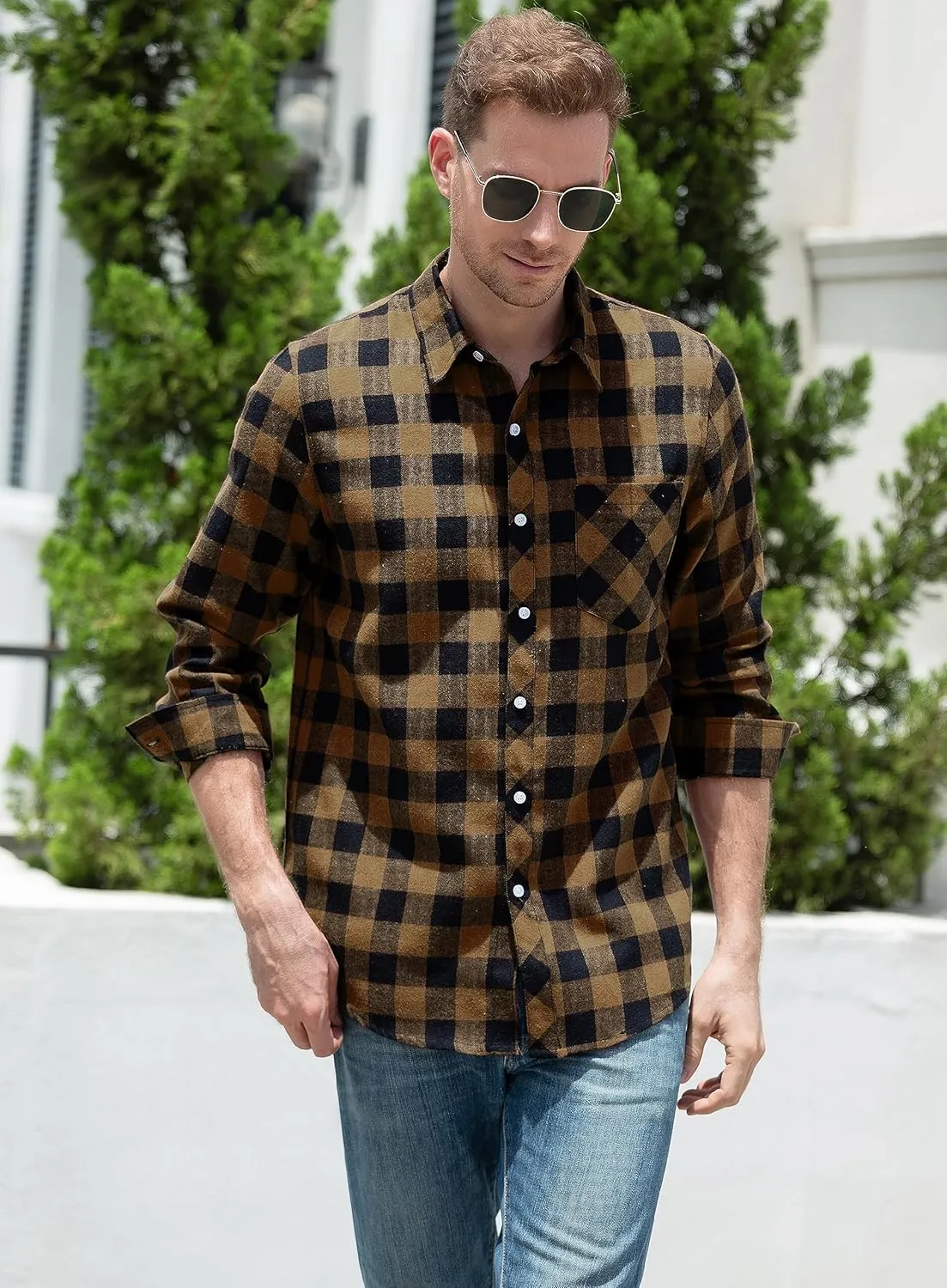 SANGTREE Mens & Boys Plaid Shirt Long Sleeve Button Down Flannel Shirts, US 3 Months - Adult 9XL