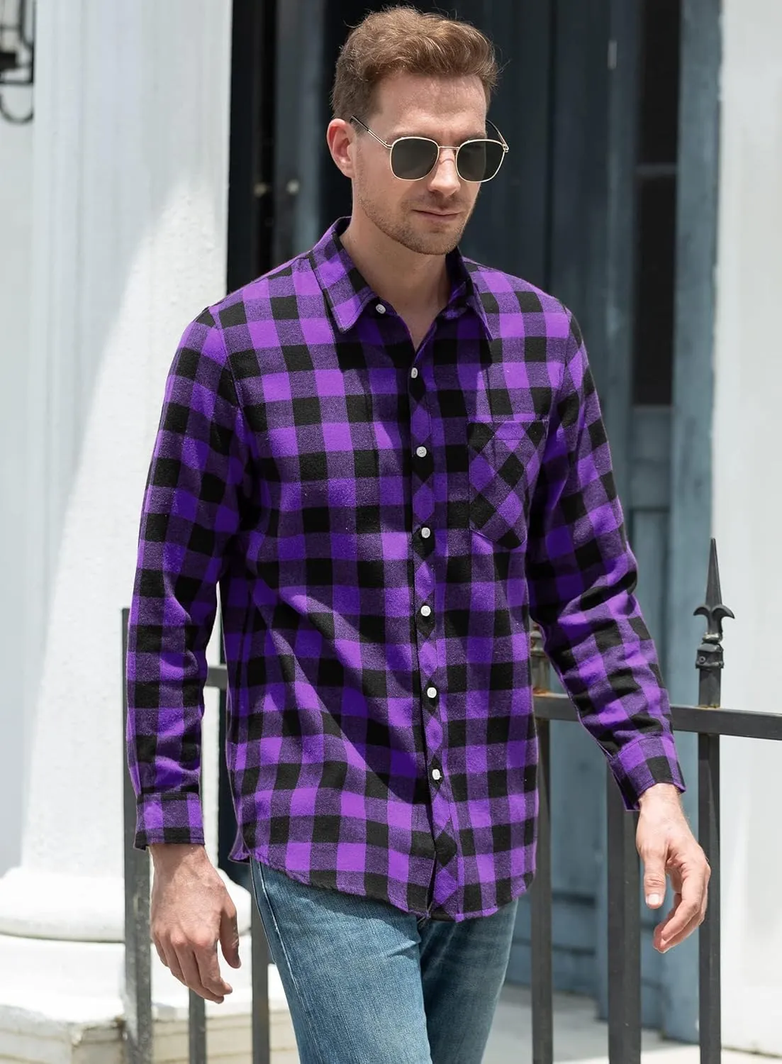SANGTREE Mens & Boys Plaid Shirt Long Sleeve Button Down Flannel Shirts, US 3 Months - Adult 9XL