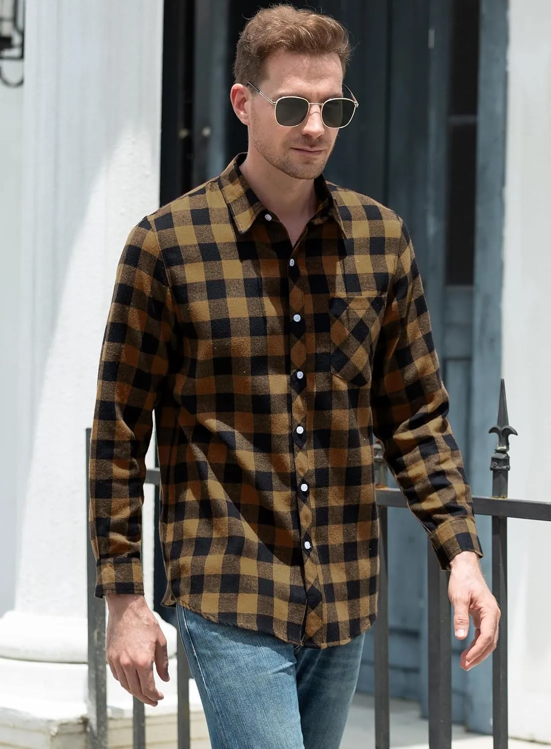 SANGTREE Mens & Boys Plaid Shirt Long Sleeve Button Down Flannel Shirts, US 3 Months - Adult 9XL
