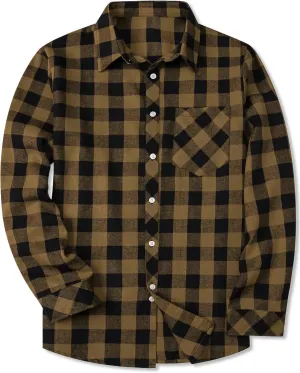 SANGTREE Mens & Boys Plaid Shirt Long Sleeve Button Down Flannel Shirts, US 3 Months - Adult 9XL