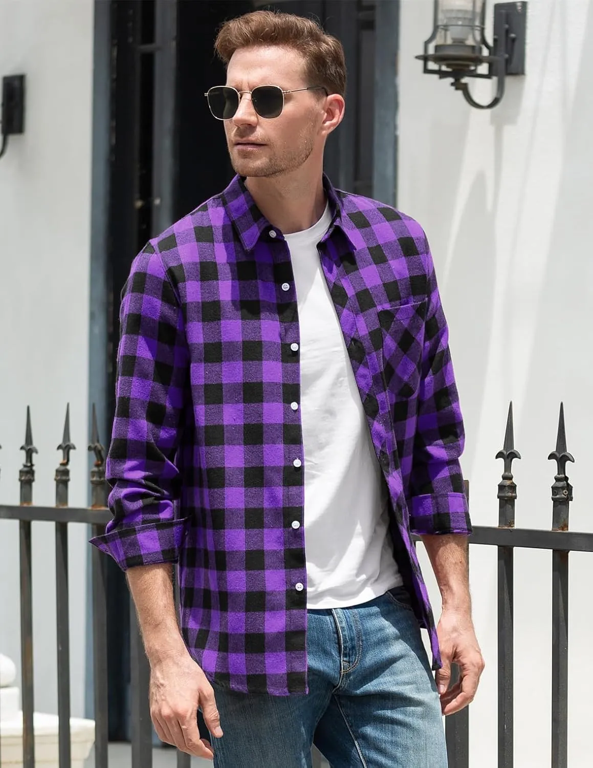 SANGTREE Mens & Boys Plaid Shirt Long Sleeve Button Down Flannel Shirts, US 3 Months - Adult 9XL