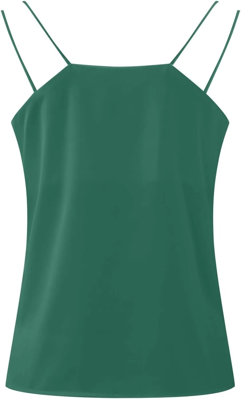 Satin V Neck Camisole Top Women's Sleeveless Luxurious Summer Party Wear Glossy Layered Tank Shirt Vest