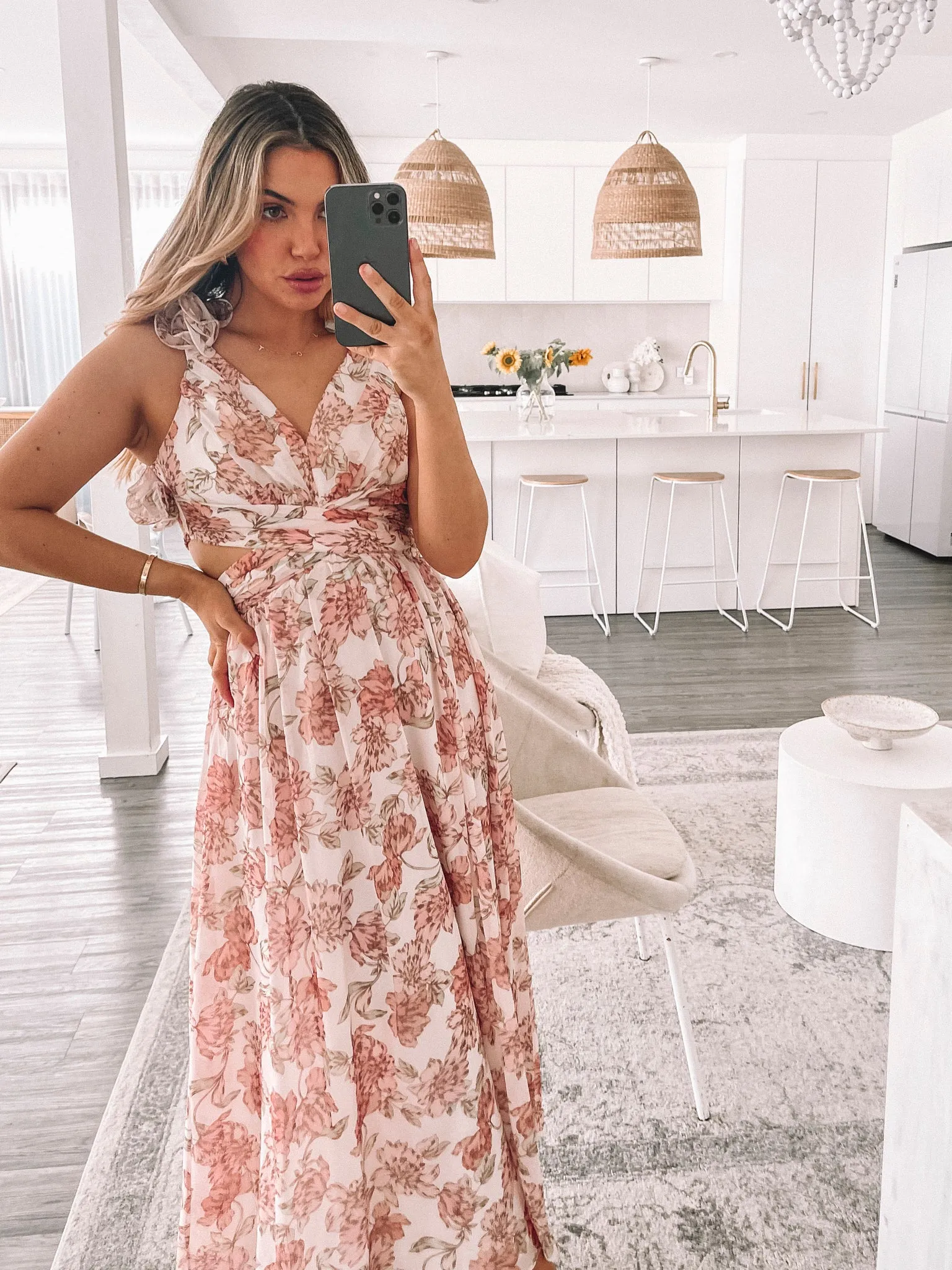 Shanta Dress - Peach Floral