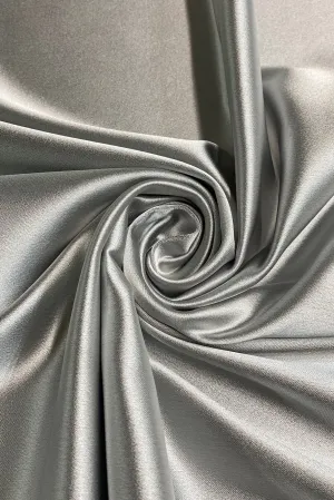 Silver/Black Italian Stretch Satin Fabric