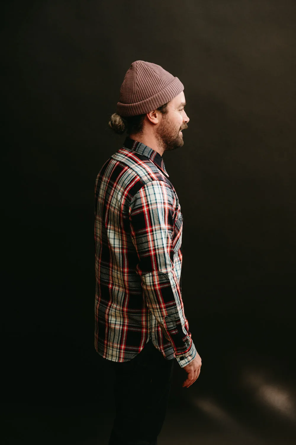 SIN22-01W - Rope Dyed Flannel Shirt - Indigo, Red