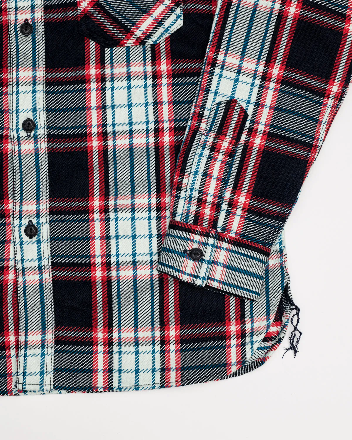 SIN22-01W - Rope Dyed Flannel Shirt - Indigo, Red