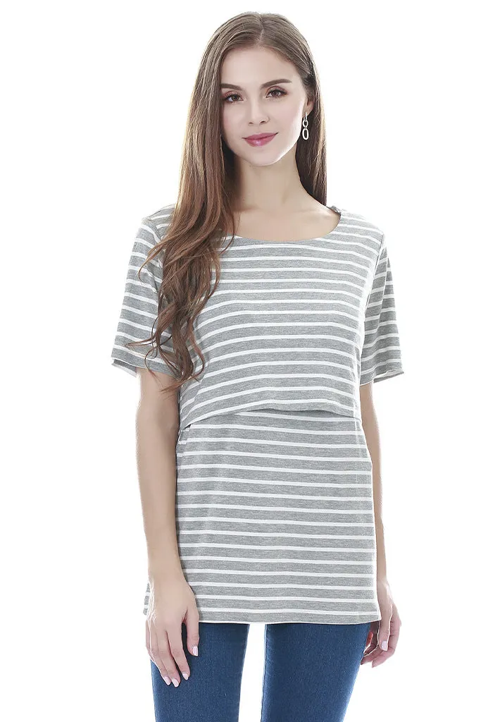 Smallshow Basic Short Sleeve Nursing Tops
