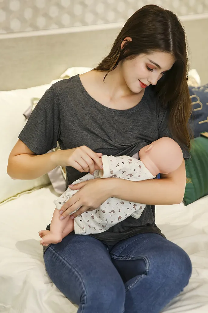 Smallshow Basic Short Sleeve Nursing Tops