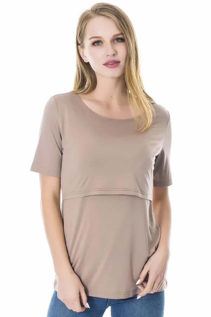 Smallshow Basic Short Sleeve Nursing Tops