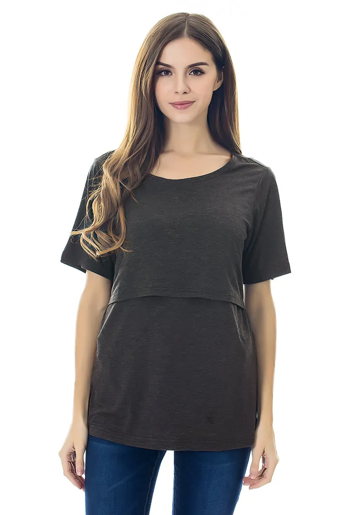 Smallshow Basic Short Sleeve Nursing Tops