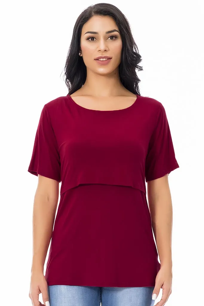 Smallshow Basic Short Sleeve Nursing Tops