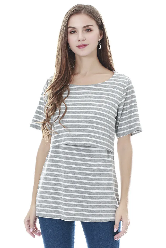 Smallshow Basic Short Sleeve Nursing Tops