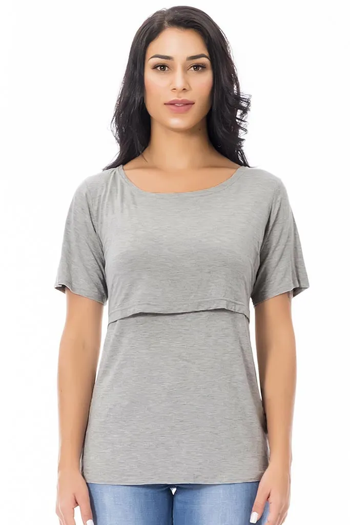 Smallshow Basic Short Sleeve Nursing Tops