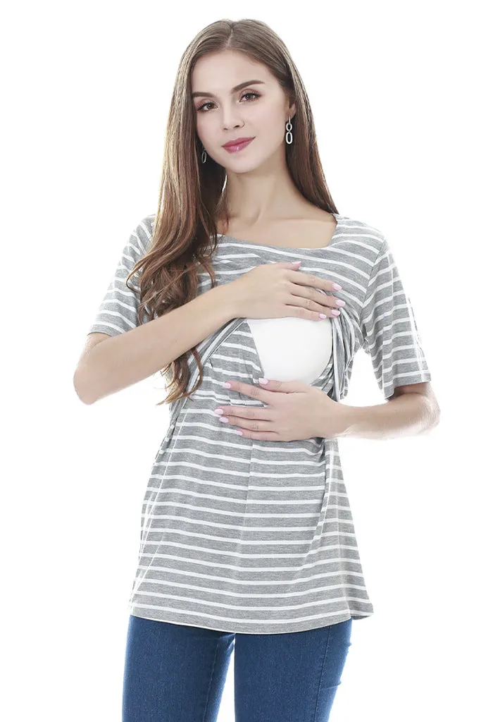 Smallshow Basic Short Sleeve Nursing Tops