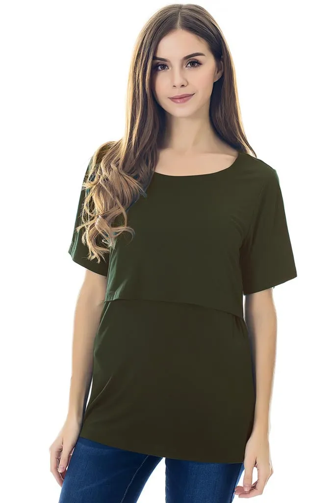 Smallshow Basic Short Sleeve Nursing Tops