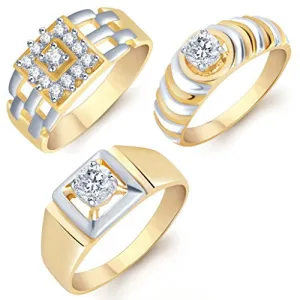 Sukkhi Incredible Gold Plated CZ Set of 3 Gents Ring Combo For Men