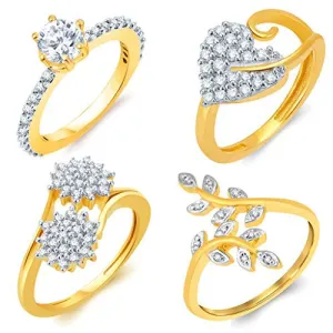 Sukkhi Ritzy Gold Plated CZ Set of 4 Ladies Ring Combo For Women