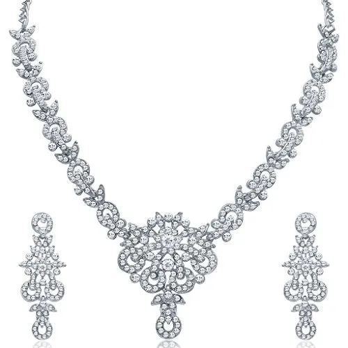 Sukkhi White Australian Diamond Necklace Set Combo For Women