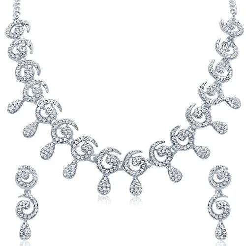 Sukkhi White Australian Diamond Necklace Set Combo For Women