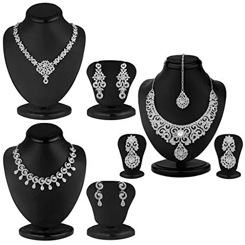 Sukkhi White Australian Diamond Necklace Set Combo For Women