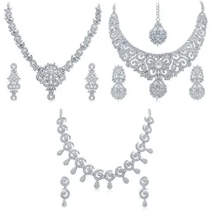 Sukkhi White Australian Diamond Necklace Set Combo For Women