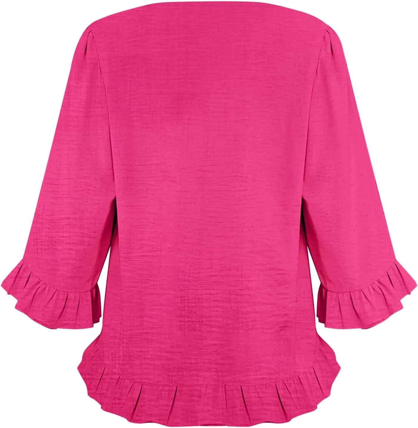 Summer Tops for Seniors 3/4 Sleeve Tops Cute Lightweight Ruffle Sleeve Shirts Loose Fit Solid Color Daily Wear Blouses