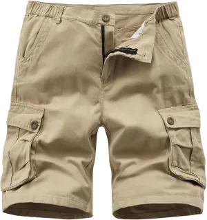 Vcansion Men's Cargo Shorts Casual Cotton Multi-Pockets Elastic Waist Camo Shorts