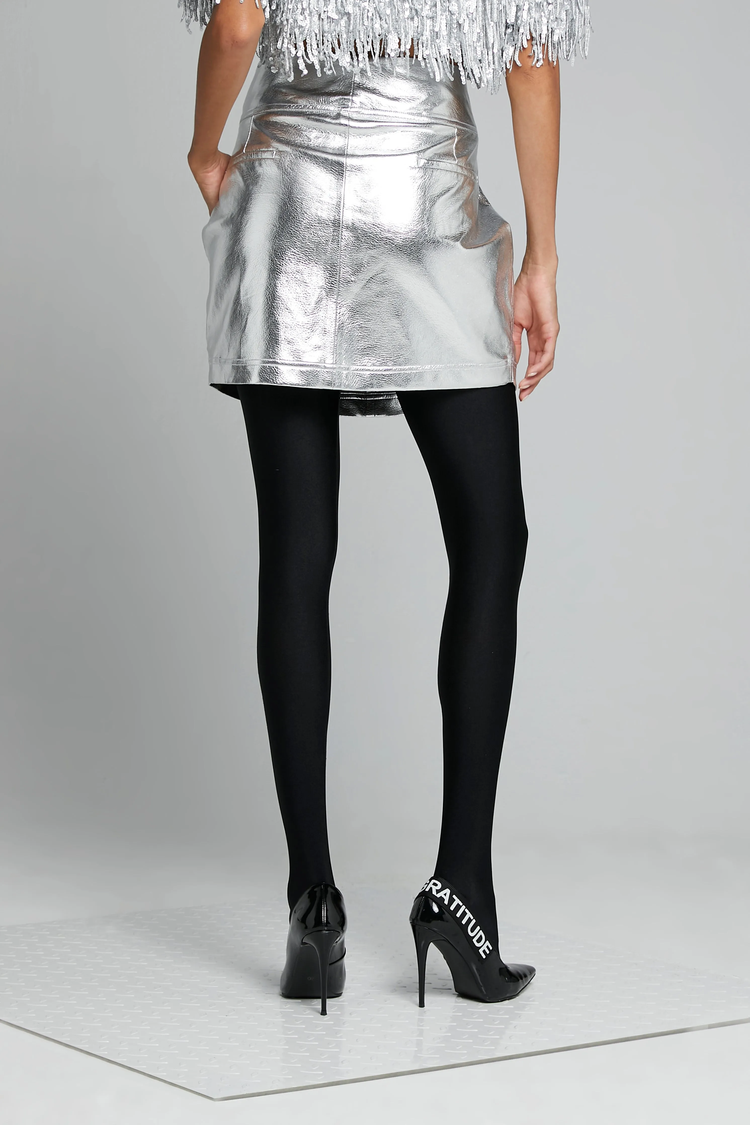 VEGAN LEATHER PARACHUTE MINI SKIRT