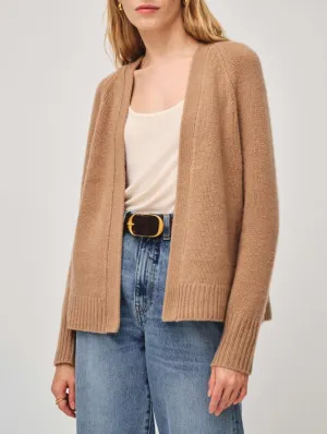 White   Warren - Cashmere Featherweight Open Cardi in True Camel