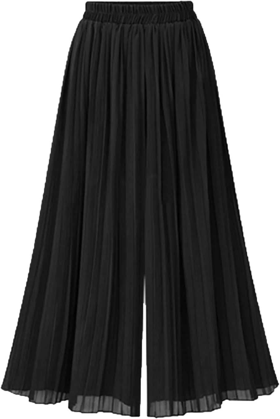 Womens Elegant Chiffon Long Pants Pleated Wide Leg Palazzo Maxi Pants Plus Size Loose Fit Beach Trousers