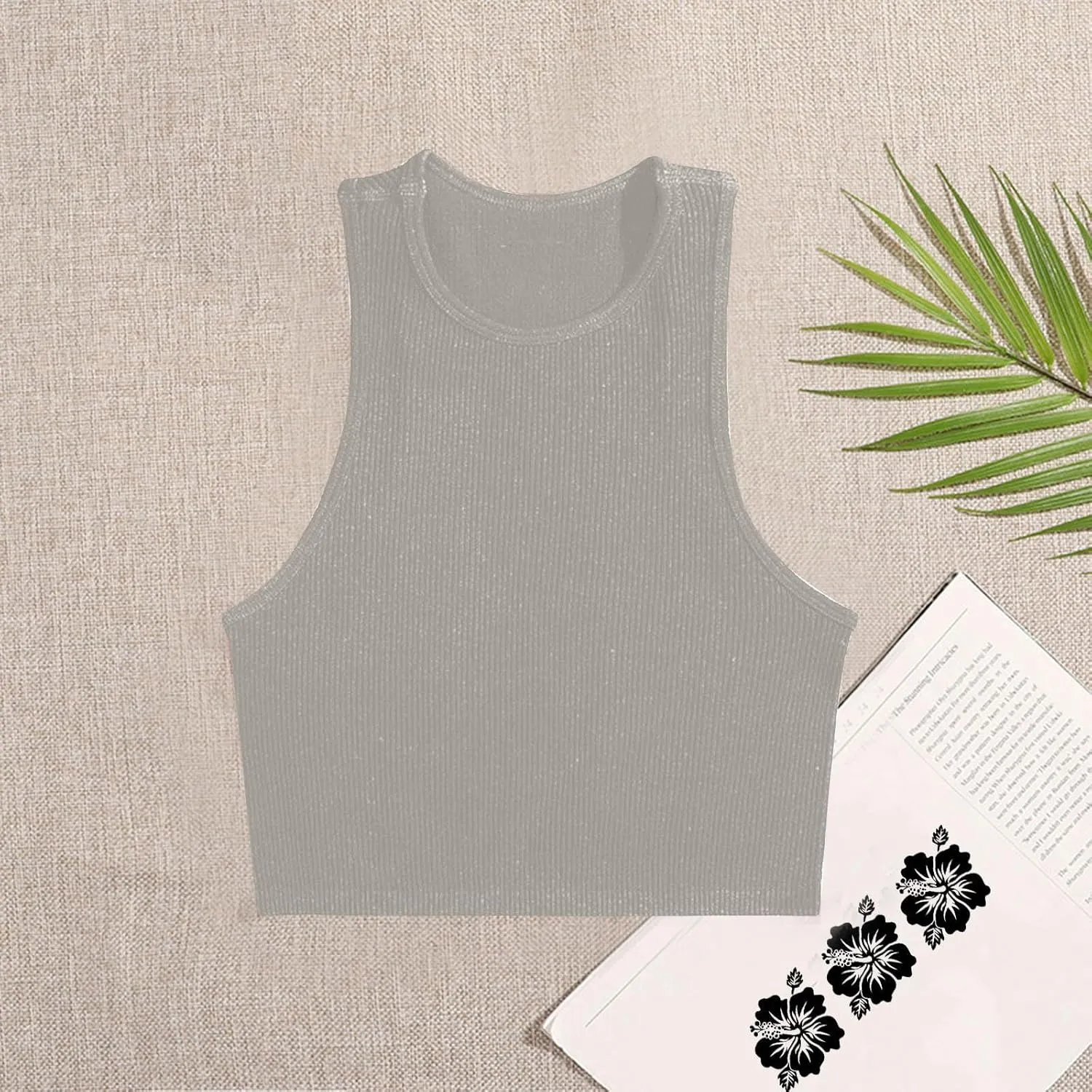 Women's Ribbed Tank Tops Knit Sleeveless Fitted Casual Tops Summer Slim Basic Tee Shirts Workout Lightweight Tank Tops