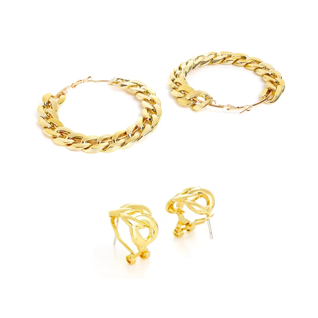 Yellow Chimes Hoop Earrings for Women Combo Of 2 Pairs Fashion Collection Gold Plated Clip On Hoop Earrings for Women and Girls