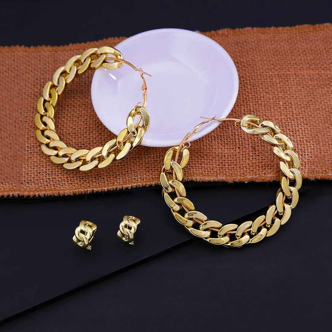 Yellow Chimes Hoop Earrings for Women Combo Of 2 Pairs Fashion Collection Gold Plated Clip On Hoop Earrings for Women and Girls