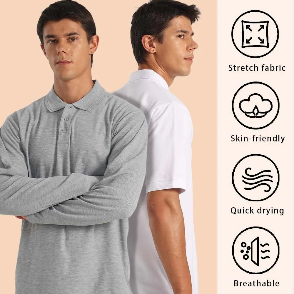 ZH Men's Golf Polo Shirts,3 Pack Polo Shirts for Men,Classic-Fit Polo Shirts,Breathable Polo Shirt for Men